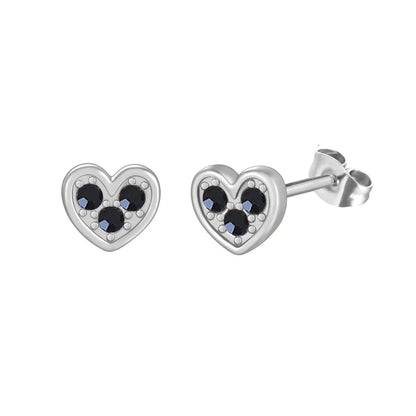 1 Pair Elegant Heart Shape Inlay Titanium Steel Zircon Ear Studs