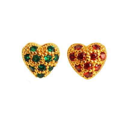 1 Pair Elegant Heart Shape Plating Brass Zircon Ear Studs