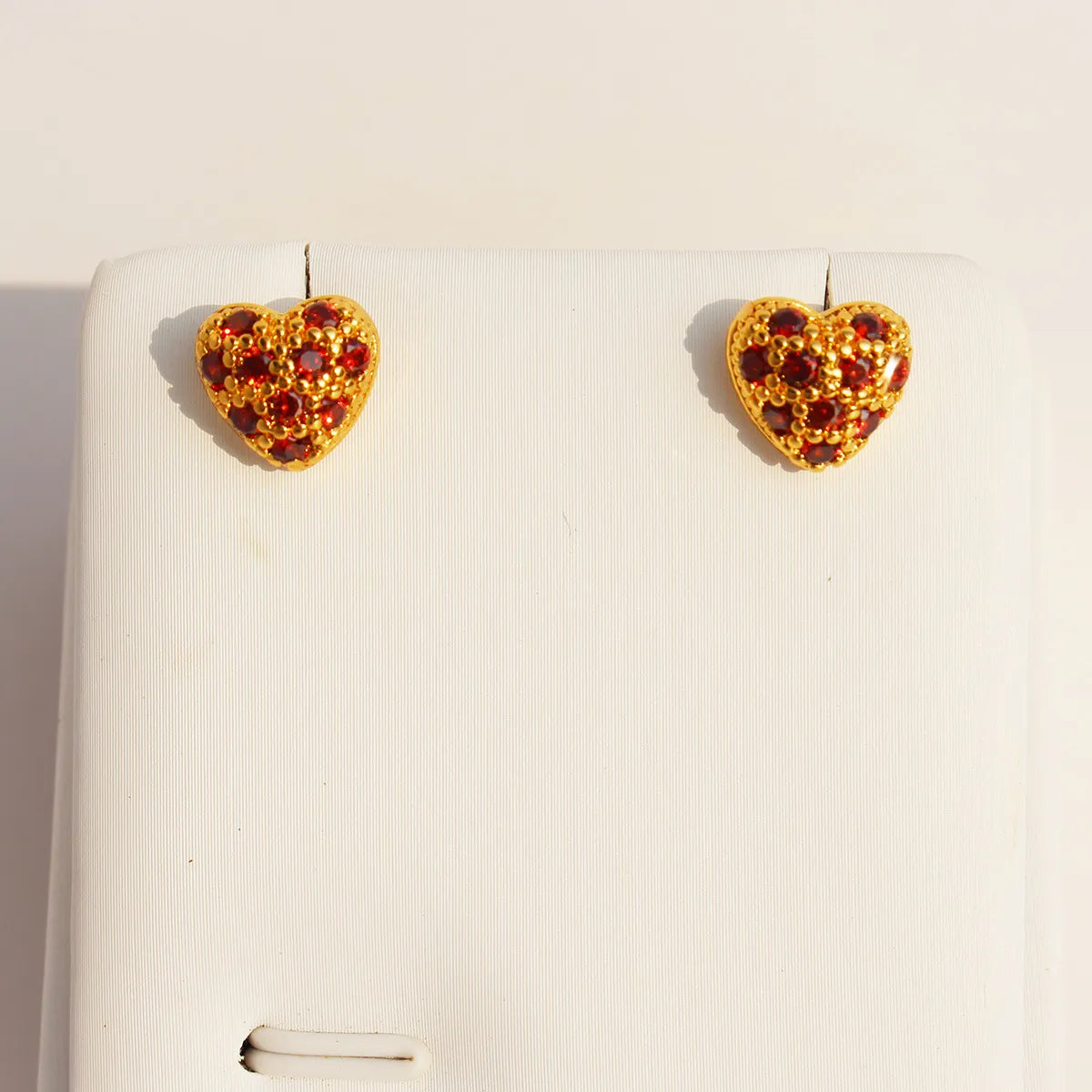 1 Pair Elegant Heart Shape Plating Brass Zircon Ear Studs