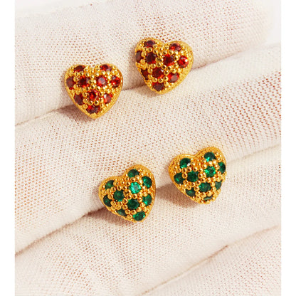 1 Pair Elegant Heart Shape Plating Brass Zircon Ear Studs