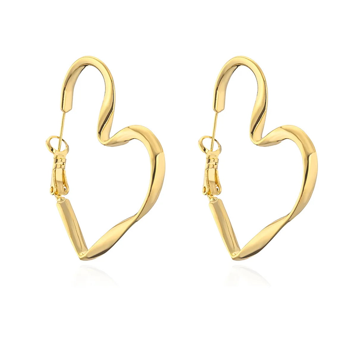 1 Pair Elegant Heart Shape Plating Copper 18k Gold Plated Hoop Earrings