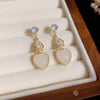 1 Pair Elegant Heart Shape Plating Inlay Alloy Artificial Gemstones Drop Earrings