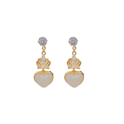 1 Pair Elegant Heart Shape Plating Inlay Alloy Artificial Gemstones Drop Earrings