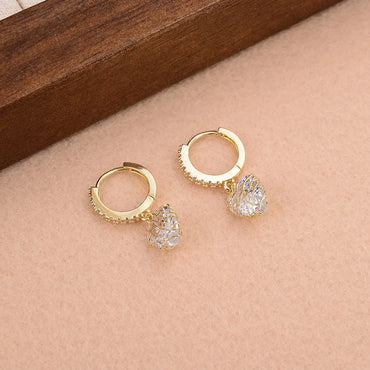 1 Pair Elegant Heart Shape Plating Inlay Copper Zircon 14k Gold Plated Earrings