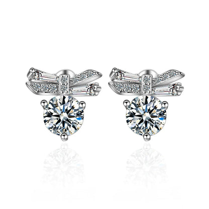 1 Pair Elegant Heart Shape Plating Inlay Copper Zircon White Gold Plated Ear Studs