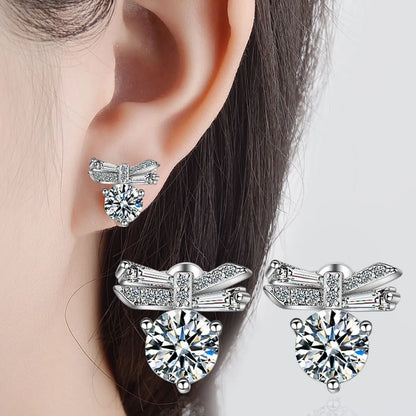 1 Pair Elegant Heart Shape Plating Inlay Copper Zircon White Gold Plated Ear Studs