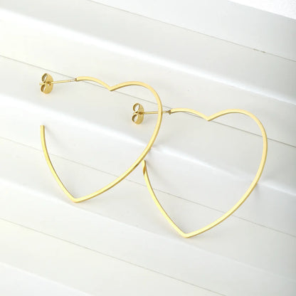 1 Pair Elegant Heart Shape Plating Stainless Steel Ear Studs