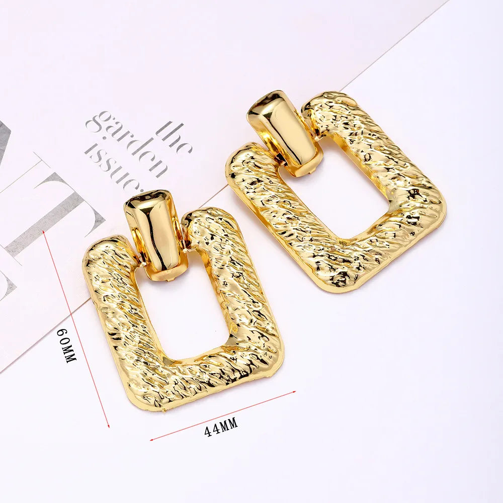 1 Pair Elegant Heart Shape Rectangle Plating Metal Drop Earrings