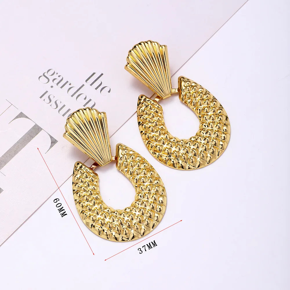 1 Pair Elegant Heart Shape Rectangle Plating Metal Drop Earrings