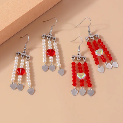 1 Pair Elegant Heart Shape Zinc Alloy Drop Earrings