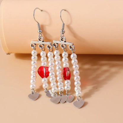 1 Pair Elegant Heart Shape Zinc Alloy Drop Earrings