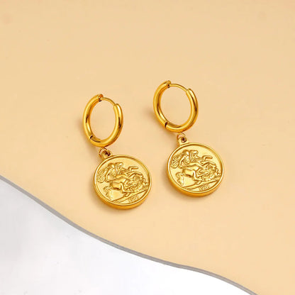 1 Pair Elegant Human Round 304 Stainless Steel 316 Stainless Steel  18K Gold Plated Drop Earrings