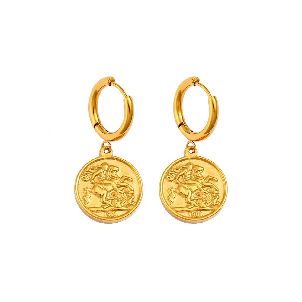 1 Pair Elegant Human Round 304 Stainless Steel 316 Stainless Steel  18K Gold Plated Drop Earrings