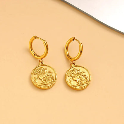 1 Pair Elegant Human Round 304 Stainless Steel 316 Stainless Steel  18K Gold Plated Drop Earrings