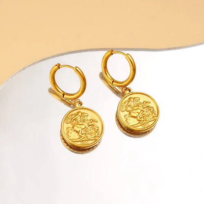 1 Pair Elegant Human Round 304 Stainless Steel 316 Stainless Steel  18K Gold Plated Drop Earrings