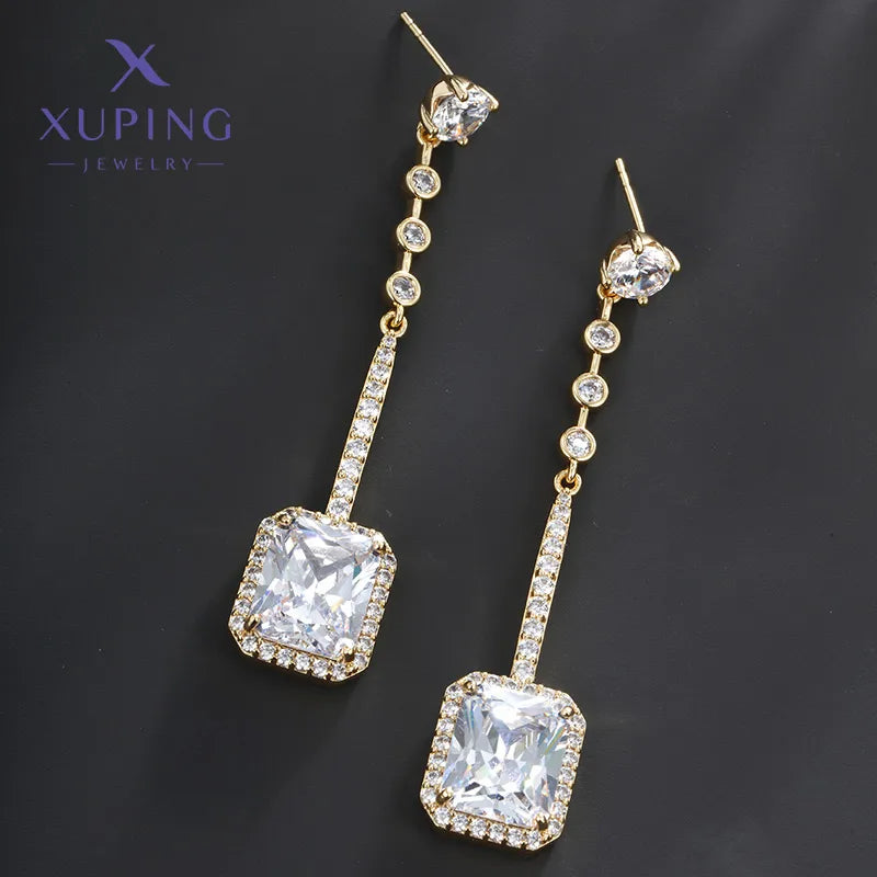 1 Pair Elegant IG Style Square Tassel Plating Inlay Copper Artificial Gemstones 18K Gold Plated Drop Earrings