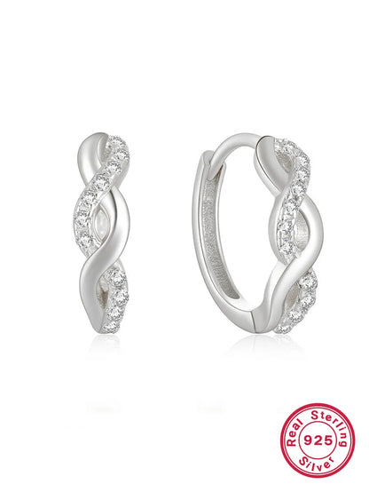 1 Pair Elegant Infinity Inlay Sterling Silver Zircon 18k Gold Plated White Gold Plated Earrings