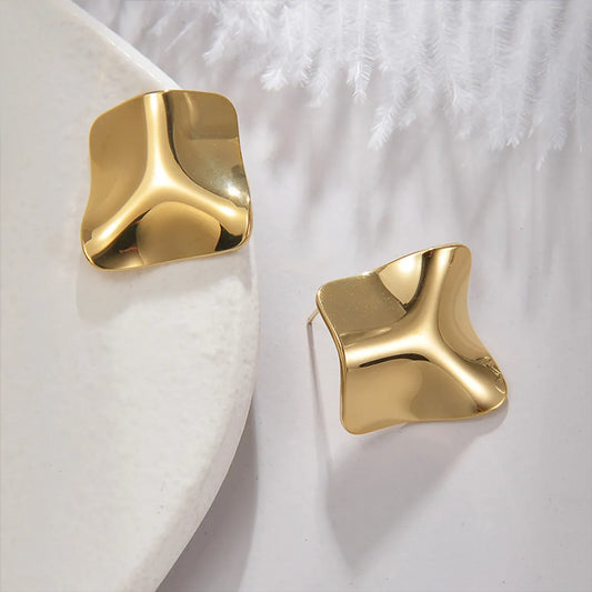 1 Pair Elegant Irregular Geometric Plating Stainless Steel 18k Gold Plated Ear Studs