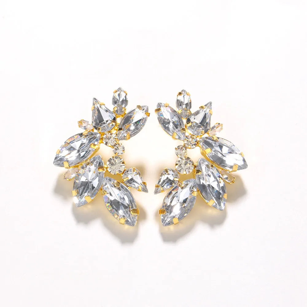 1 Pair Elegant Irregular Plating Rhinestone Ear Studs