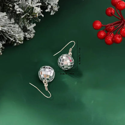 1 Pair Elegant Lady Ball Laser Plastic Drop Earrings