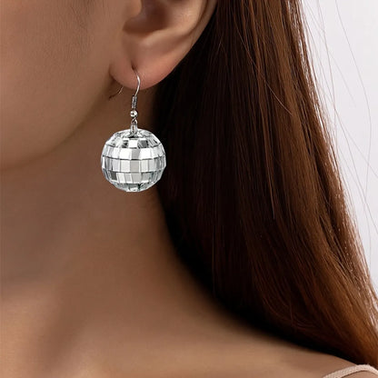 1 Pair Elegant Lady Ball Laser Plastic Drop Earrings