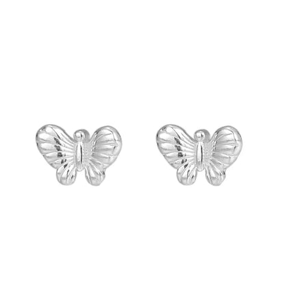 1 Pair Elegant Lady Butterfly Plating Sterling Silver Ear Studs