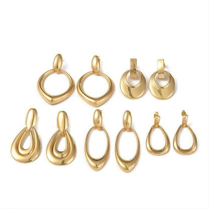 1 Pair Elegant Lady Circle Polishing Plating Copper 18k Gold Plated Drop Earrings