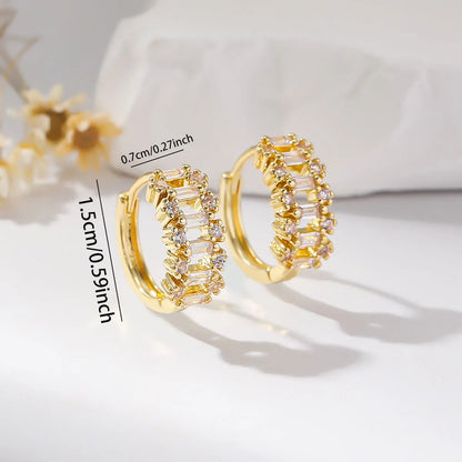 1 Pair Elegant Lady Circle Solid Color Plating Inlay Copper Zircon Hoop Earrings