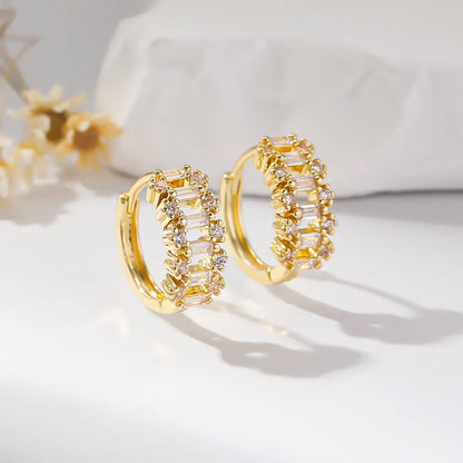 1 Pair Elegant Lady Circle Solid Color Plating Inlay Copper Zircon Hoop Earrings