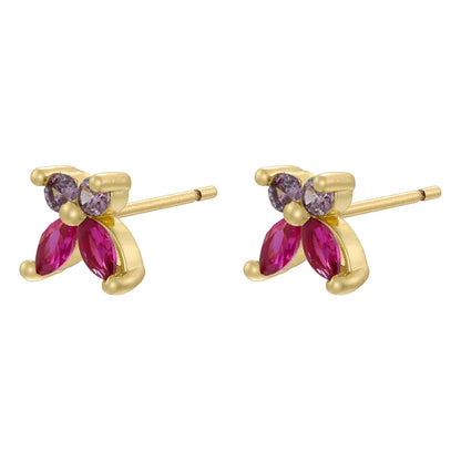 1 Pair Elegant Lady Classic Style Butterfly Plating Inlay Copper Zircon 18K Gold Plated Ear Studs