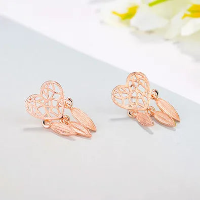 1 Pair Elegant Lady Classic Style Dreamcatcher Heart Shape Plating Copper Ear Studs