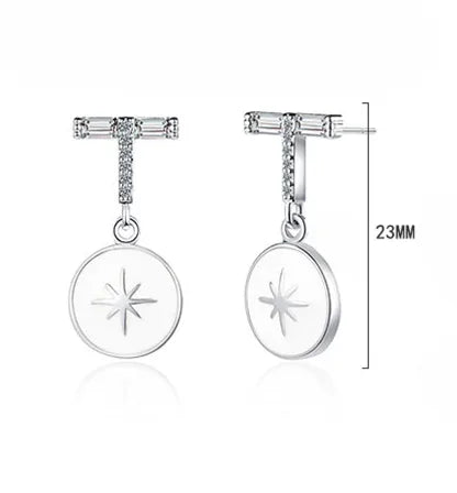 1 Pair Elegant Lady Classic Style Geometric Round Epoxy Inlay Copper Zircon Drop Earrings