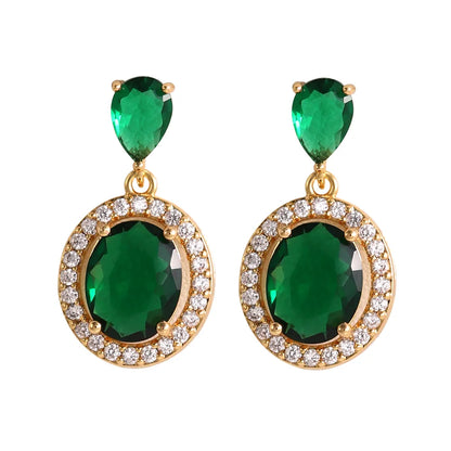 1 Pair Elegant Lady Classic Style Round Plating Inlay Copper Zircon 18K Gold Plated Drop Earrings