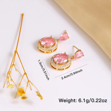 1 Pair Elegant Lady Classic Style Round Plating Inlay Copper Zircon 18K Gold Plated Drop Earrings