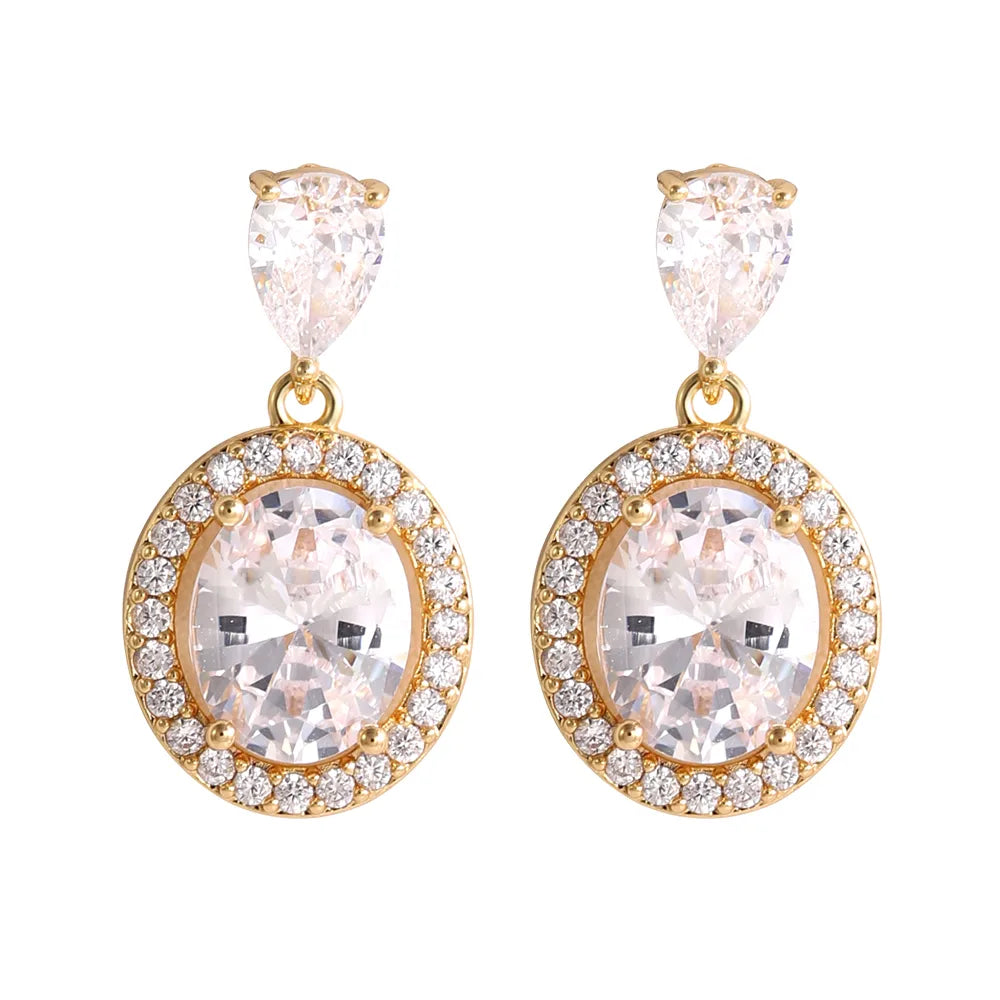 1 Pair Elegant Lady Classic Style Round Plating Inlay Copper Zircon 18K Gold Plated Drop Earrings