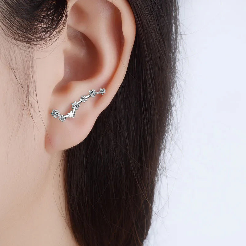 1 Pair Elegant Lady Classic Style Star Inlay Copper Zircon Ear Studs