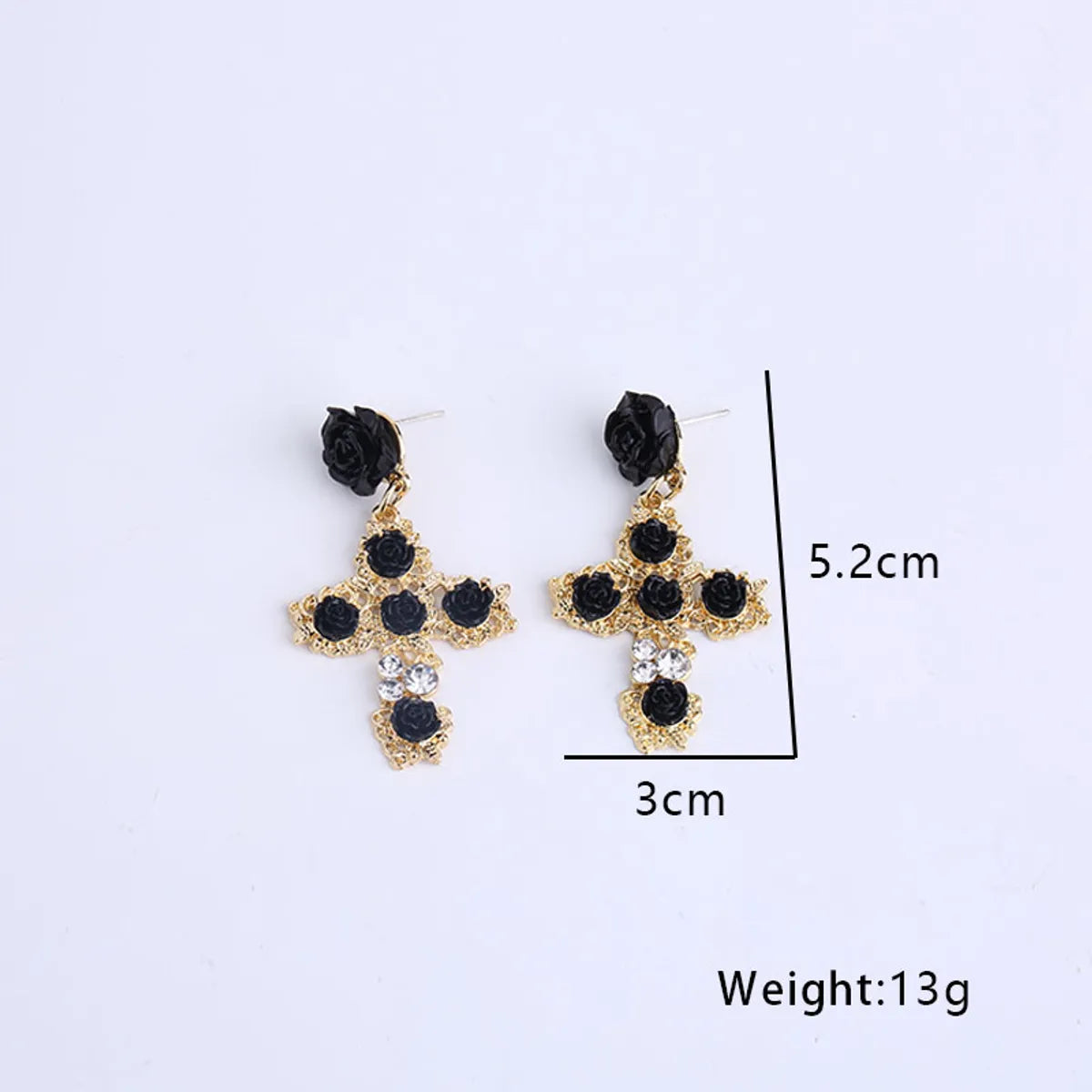 1 Pair Elegant Lady Cross Alloy Drop Earrings