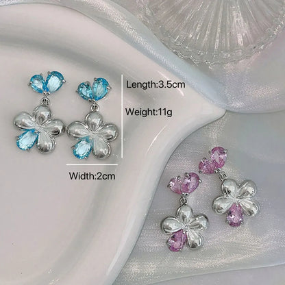 1 Pair Elegant Lady Flower Alloy Drop Earrings