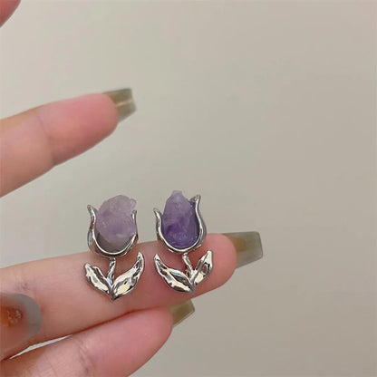 1 Pair Elegant Lady Flower Alloy Ear Studs