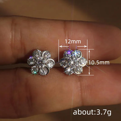 1 Pair Elegant Lady Flower Inlay Copper Zircon Ear Studs