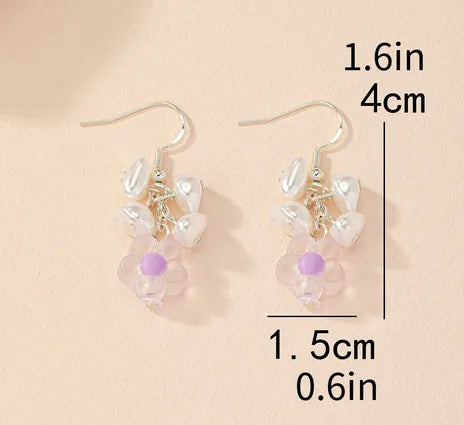 1 Pair Elegant Lady Flower Iron Drop Earrings