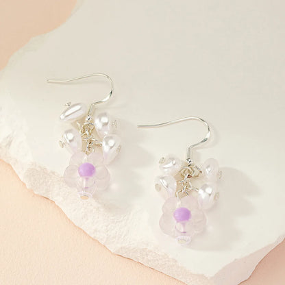 1 Pair Elegant Lady Flower Iron Drop Earrings