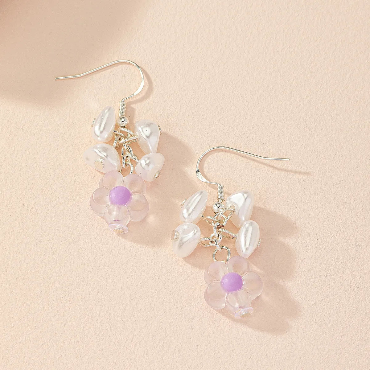 1 Pair Elegant Lady Flower Iron Drop Earrings