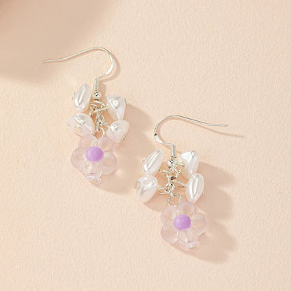 1 Pair Elegant Lady Flower Iron Drop Earrings