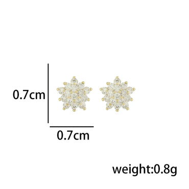 1 Pair Elegant Lady Flower Lotus Plating Inlay Sterling Silver Zircon 14K Gold Plated Ear Studs