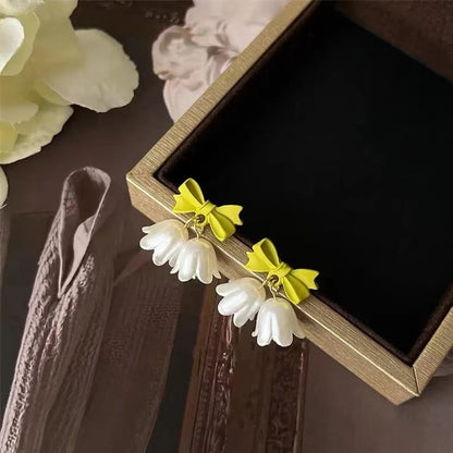 1 Pair Elegant Lady Flower Plating Alloy Drop Earrings