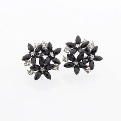 1 Pair Elegant Lady Flower Plating Inlay Alloy Crystal Silver Plated Ear Studs