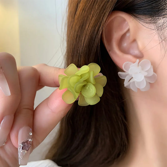 1 Pair Elegant Lady Flower Resin Gold Plated Ear Studs