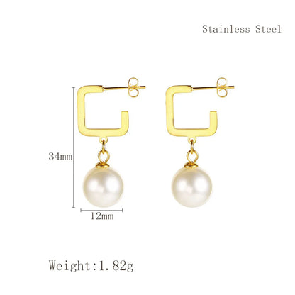 1 Pair Elegant Lady Flower 304 Stainless Steel 18K Gold Plated Drop Earrings