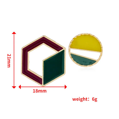 1 Pair Elegant Lady Geometric Enamel Alloy Gold Plated Ear Studs